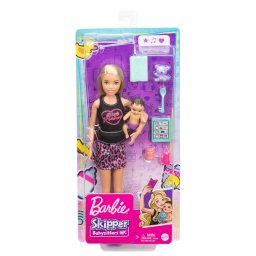 Papusa Barbie Skipper Babysitter blonda cu bebelus si accesorii