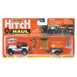 Set Matchbox Hitch & Haul Jeep 4x4 cu remorca si accesorii, scara 1:64