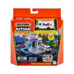 Set Matchbox Action Drivers Centru de Colete FedEx cu camion 1:64