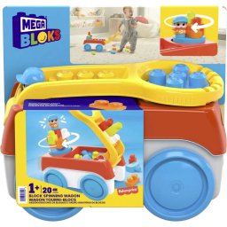 Set de constructie Mega Bloks cu 20 piese si carucior rotativ