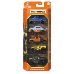 Set 5 masinute metalice Matchbox No Road No Problem, scara 1:64