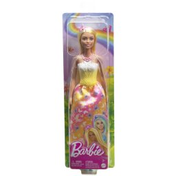 Papusa Barbie blonda cu rochie galbena si accesorii Mattel