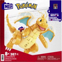 Set de constructie Pokémon Dragonite cu aripi mobile, 387 piese