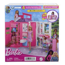 Casa de papusi Barbie pliabila cu 4 zone de joaca si 11 accesorii