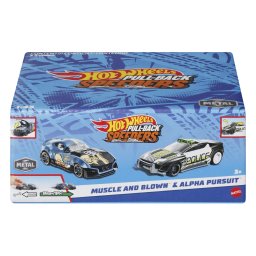 Set 2 masinute metalice Hot Wheels Pull Back Muscle and Blown & Alpha Pursuit 1:43