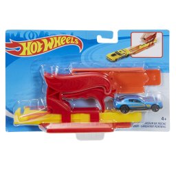 Set Hot Wheels cu lansator portabil rosu si masinuta inclusa