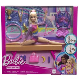 Papusa Barbie Gimnasta blonda cu set de joaca si accesorii