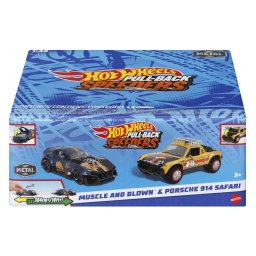 Set 2 masinute metalice Hot Wheels pull-back Muscle and Blown & Porsche 914 Safari