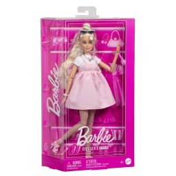 Papusa Barbie Deluxe Style cu tinuta roz si accesorii fashion