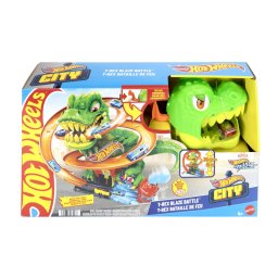 Set Hot Wheels City Statia de Pompieri si Batalia cu T-Rex