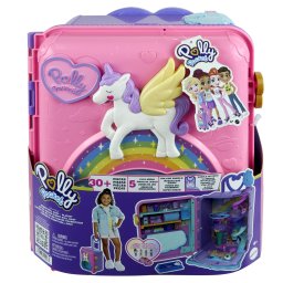 Valiza Polly Pocket Unicorn cu papusi, accesorii si zone de joaca