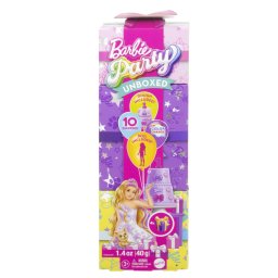 Papusa Barbie Party Unboxed Reveal blonda cu 10 surprize si catelus
