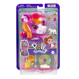 Polly Pocket gentuta ponei la rodeo cu papusa si accesorii
