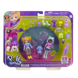 Set Polly Pocket cu 2 papusi si accesorii fashion, 28 piese