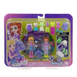 Set Polly Pocket cu 2 papusi, catelus si 27 accesorii de moda