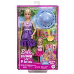 Set Barbie Family & Friends cu papusa Barbie, Chelsea si accesorii picnic