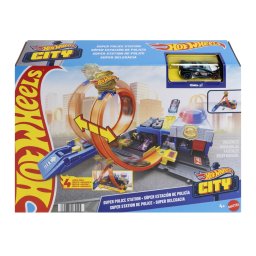Set de joaca Hot Wheels City Super Statie de Politie cu 4 trasee