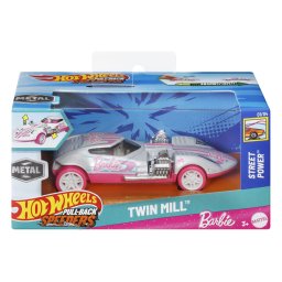 Masinuta metalica Hot Wheels Barbie Twin Mill cu pull back, scara 1:43