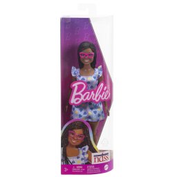 Papusa Barbie Fashionistas bruneta cu sindrom Down si ochelari roz