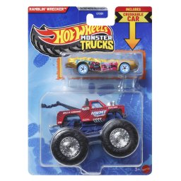 Hot Wheels Monster Trucks Ramblin Wrecker cu masinuta metalica
