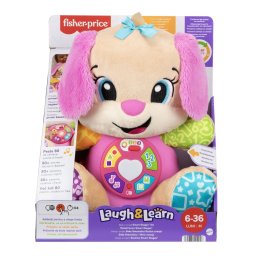 Catelusa interactiva Fisher-Price Rade si Invata cu urechi roz