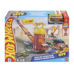 Set de joaca Hot Wheels City Super Statie de Pompieri cu masinuta inclusa