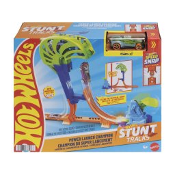 Pista de cascadorii Hot Wheels Power Launch Champion cu masinuta