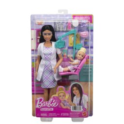 Set Barbie Dentist cu papusa bruneta, pacient si accesorii