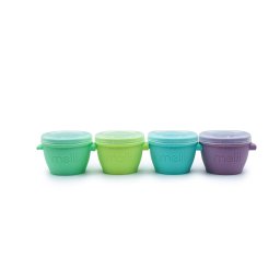 Set 4 recipiente din silicon pentru bebelusi Melii Snap&Go, 118 ml