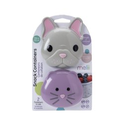 Set 2 recipiente pentru gustari bebe Melii, 232 ml, model Bulldog si Pisica
