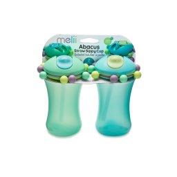 Set 2 cani cu pai anti-scurgere Melii Abacus, 340 ml, albastru si verde