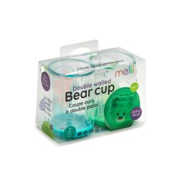 Set 2 pahare pentru copii Melii cu urs interior, 145 ml, albastru si verde
