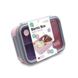Cutie de pranz Bento Melii 1250 ml cu compartimente detasabile, roz-mov-gri