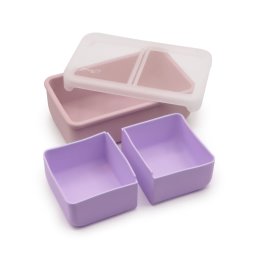 Cutie bento din silicon Melii cu compartimente detasabile, roz mov