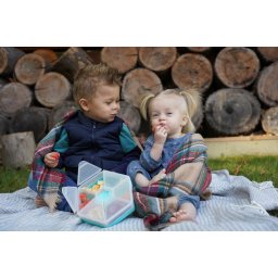 Cutie pentru gustari copii Melii Hexagon Snackle, 6 compartimente, roz