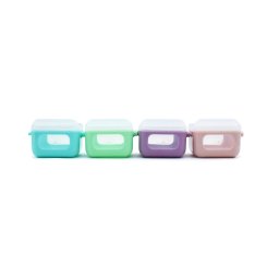 Set 4 recipiente din silicon pentru gustari Melii Snap&Go Cubes, 4 x 118 ml