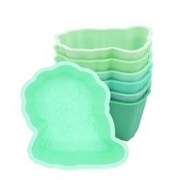Set 6 forme de gatit din silicon Melii, model Dinozaur, verde