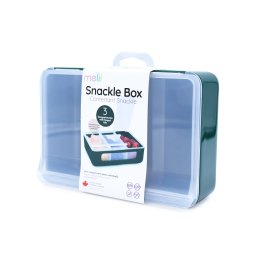 Cutie snack Melii cu 3 compartimente si capace separate, verde