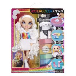 Papusa Rainbow High Watercolor Create cu ochi mov si acuarele lavabile