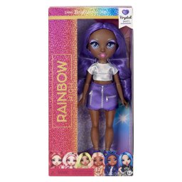 Papusa fashion Rainbow High Krystal Bailey cu par mov si tinuta moderna