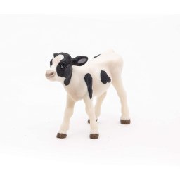 Figurina vitel alb cu negru Papo, realista, pictata manual, 10 cm