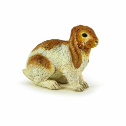 Figurina Papo iepure cu urechi lasate, pictata manual, 4,3 cm