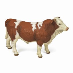 Figurina taur Simmental Papo, animal de ferma realist, pictat manual