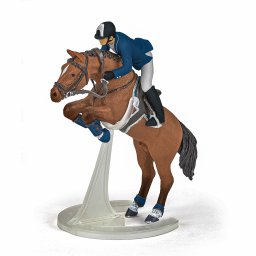 Figurina Papo jocheu cu cal sarind, set realist pentru copii 3+