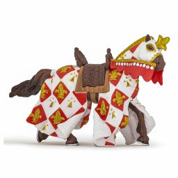 Figurina cal medieval Papo Crin Alb, pictata manual, 15 cm