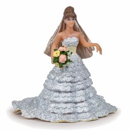 Figurina Papo Mireasa cu rochie din dantela, pictata manual