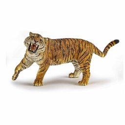Figurina tigru ragand Papo, pictata manual, realista, 15 cm