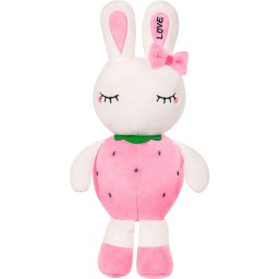 Iepuras de plus roz 30 cm, model capsuna, moale si adorabil