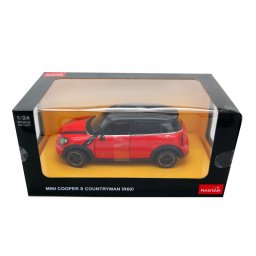 Macheta auto Mini Cooper rosie din metal, scara 1:24, Rastar