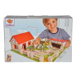 Ferma de jucarie din lemn 38x35 cm cu 21 accesorii pentru copii